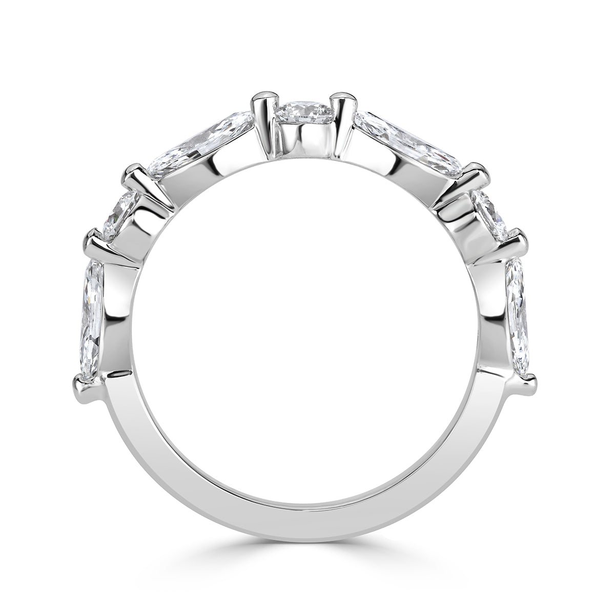 1.22ct Marquise and Round Brilliant Cut Diamond Wedding Band in Platinum