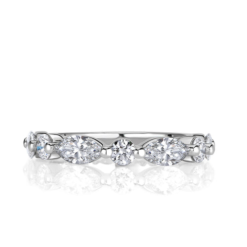 1.22ct Marquise and Round Brilliant Cut Diamond Wedding Band in 18k White Gold
