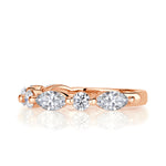 1.22ct Marquise and Round Brilliant Cut Diamond Wedding Band in 18k Rose Gold