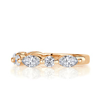 1.22ct Marquise and Round Brilliant Cut Diamond Wedding Band in 18k Champagne Yellow Gold