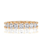 3.65ct Asscher Cut Diamond Eternity Band in 18k Champagne Yellow Gold