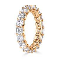 3.65ct Asscher Cut Diamond Eternity Band in 18k Champagne Yellow Gold
