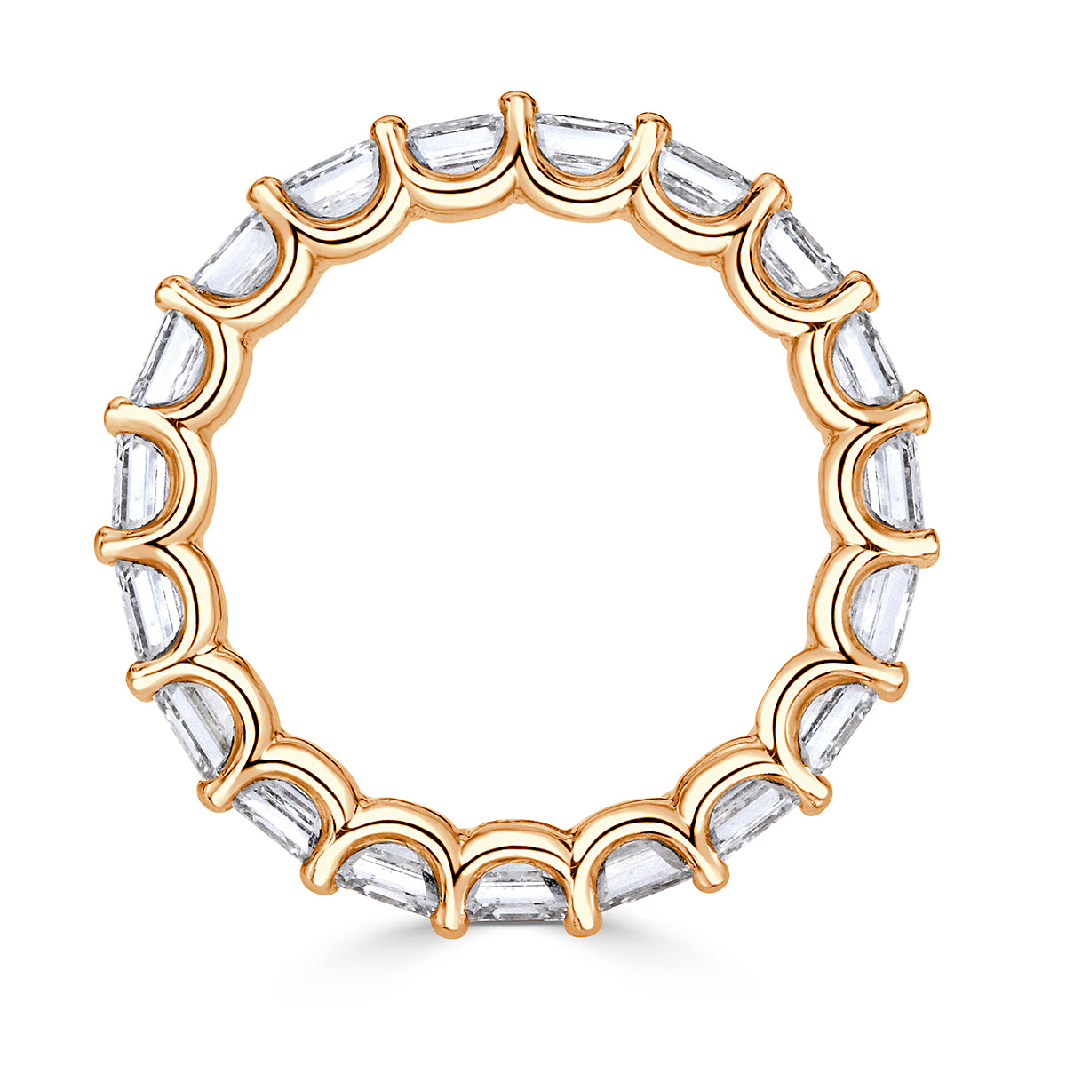 3.65ct Asscher Cut Diamond Eternity Band in 18k Champagne Yellow Gold