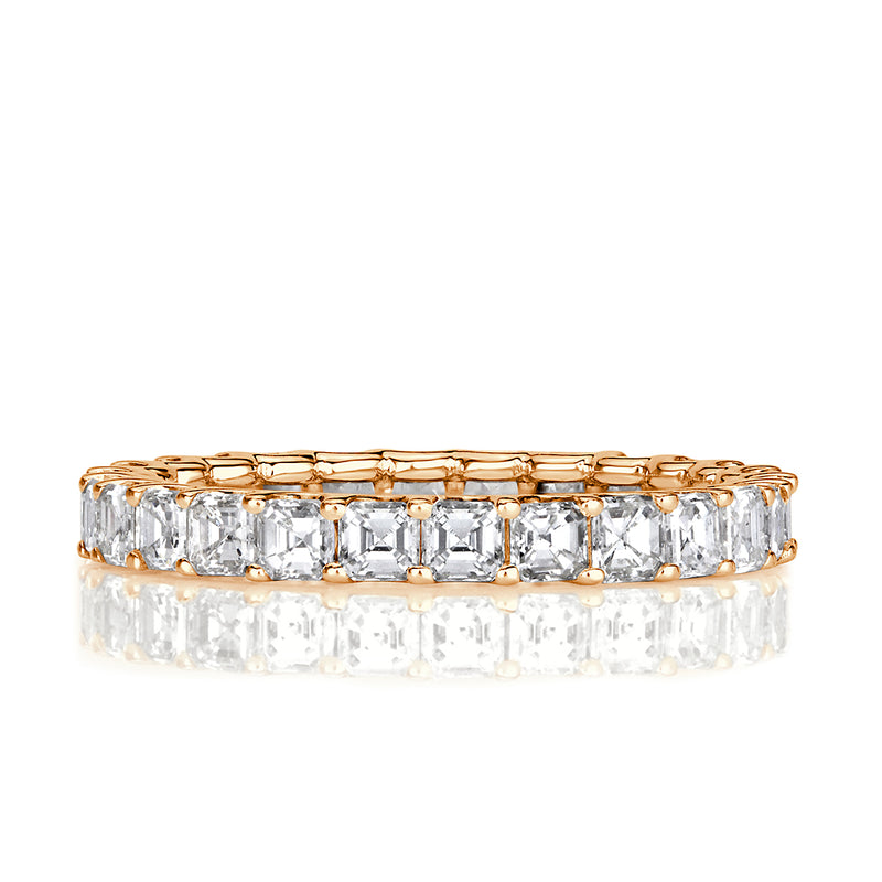 2.50ct Asscher Cut Diamond Eternity Band in 18k Champagne Yellow Gold