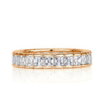 3.20ct Asscher Cut Diamond Eternity Band in 18k Champagne Yellow Gold