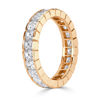 3.20ct Asscher Cut Diamond Eternity Band in 18k Champagne Yellow Gold