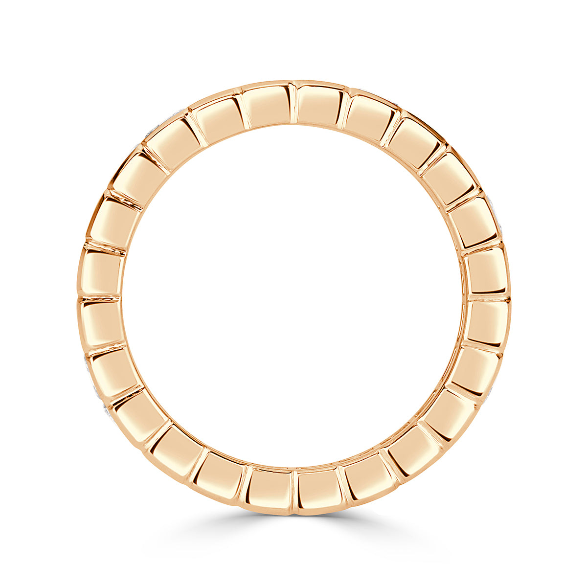 3.20ct Asscher Cut Diamond Eternity Band in 18k Champagne Yellow Gold