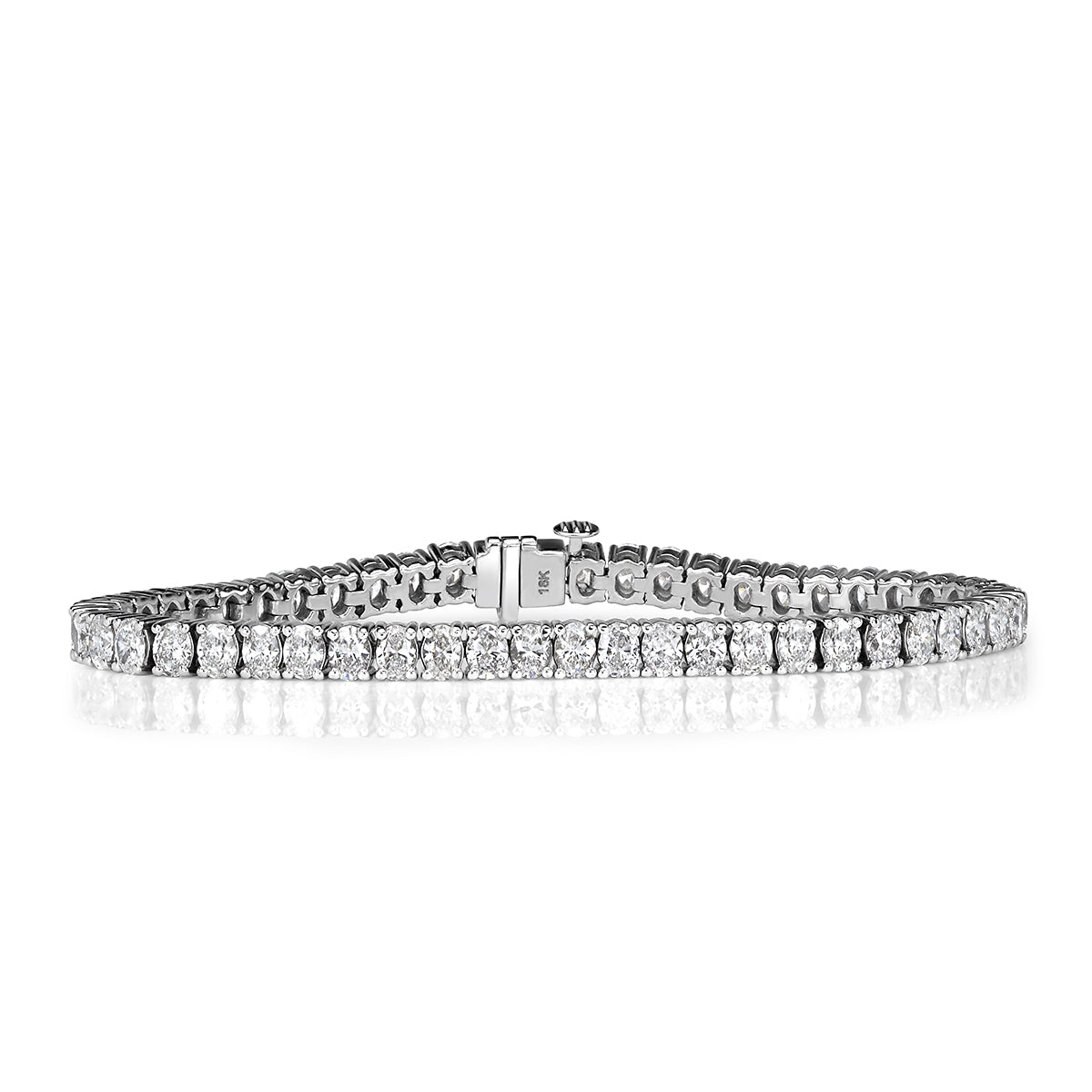 8.51ct Oval Cut Diamond Tennis Bracelet in 18k White Gold in 6.75'