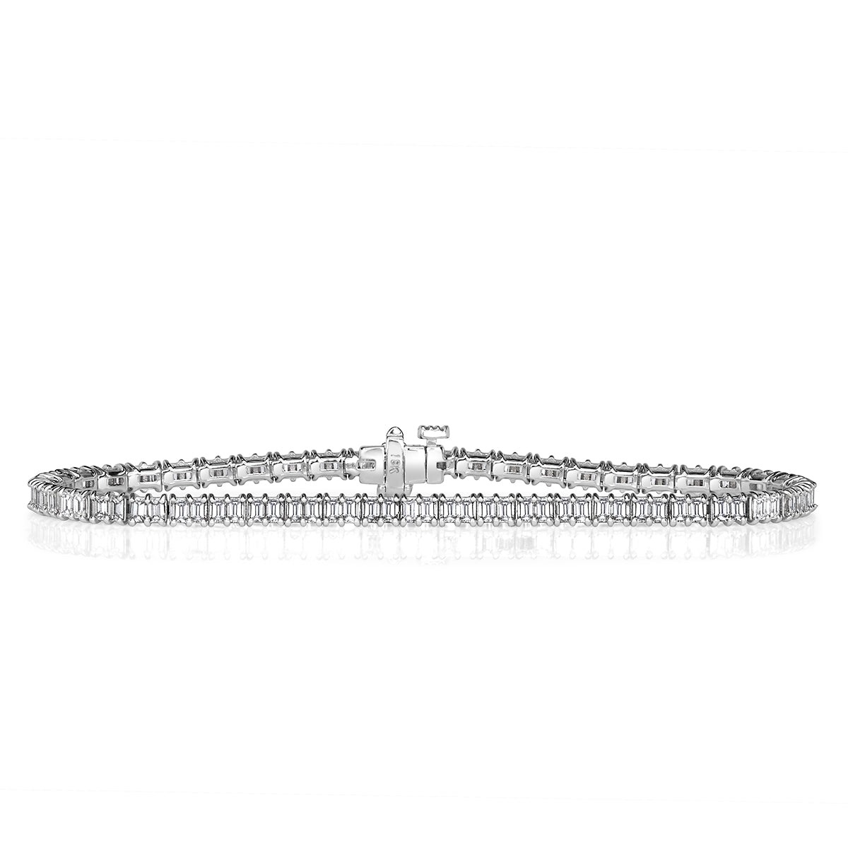 3.55ct Emerald Cut Diamond Tennis Bracelet in 7' in 18k White Gold