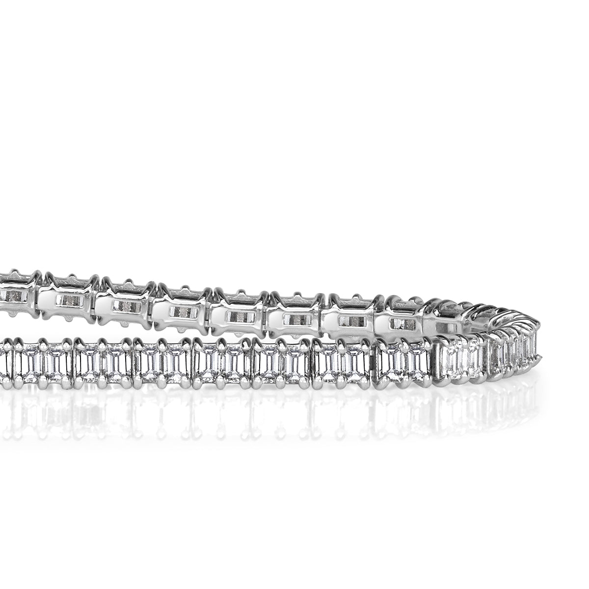 3.55ct Emerald Cut Diamond Tennis Bracelet in 18k White Gold
