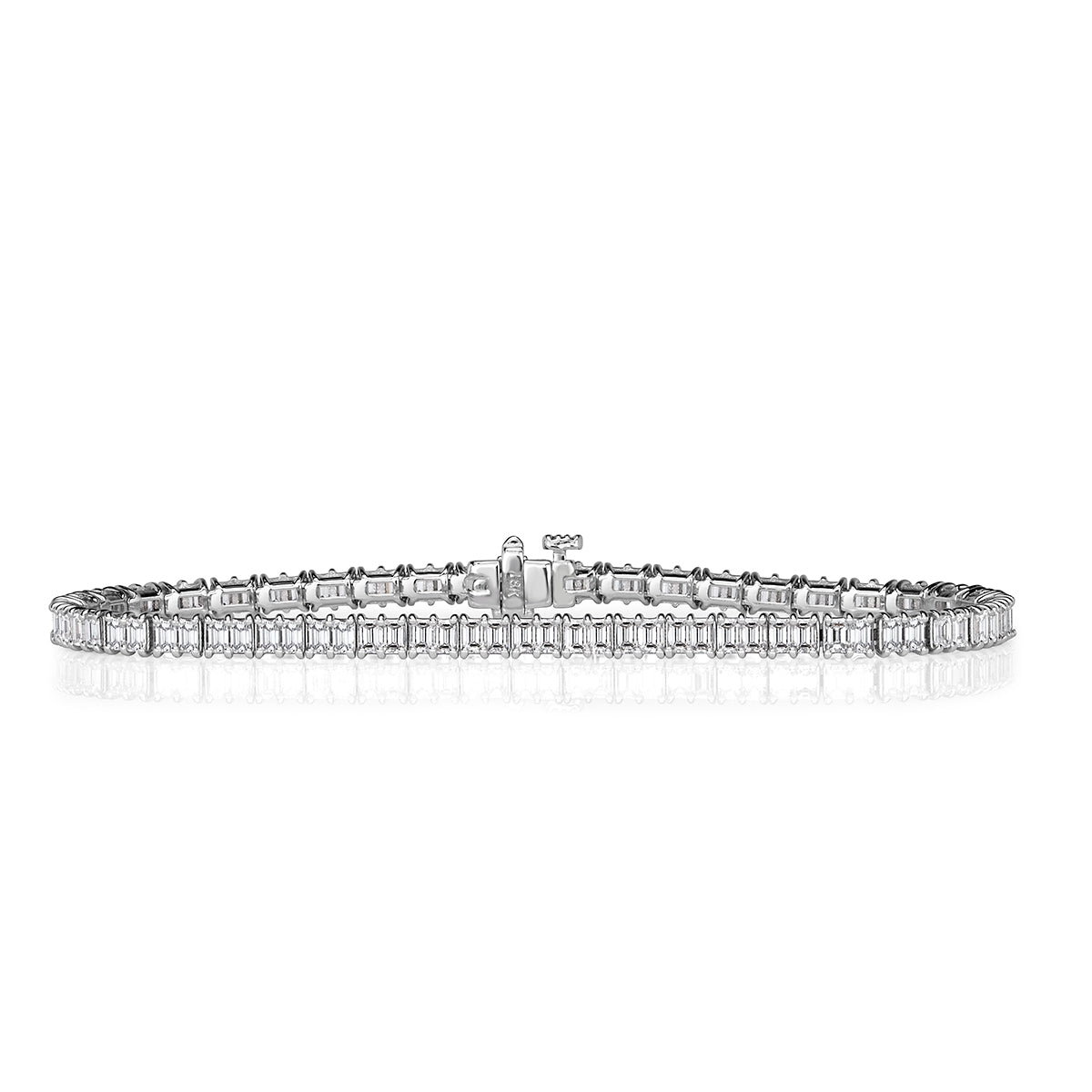 4.61ct Emerald Cut Diamond Tennis Bracelet in 18k White Gold in 7'