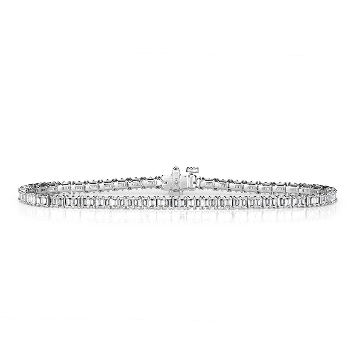 4.04ct Emerald Cut Diamond Tennis Bracelet in 18k White Gold in 7'