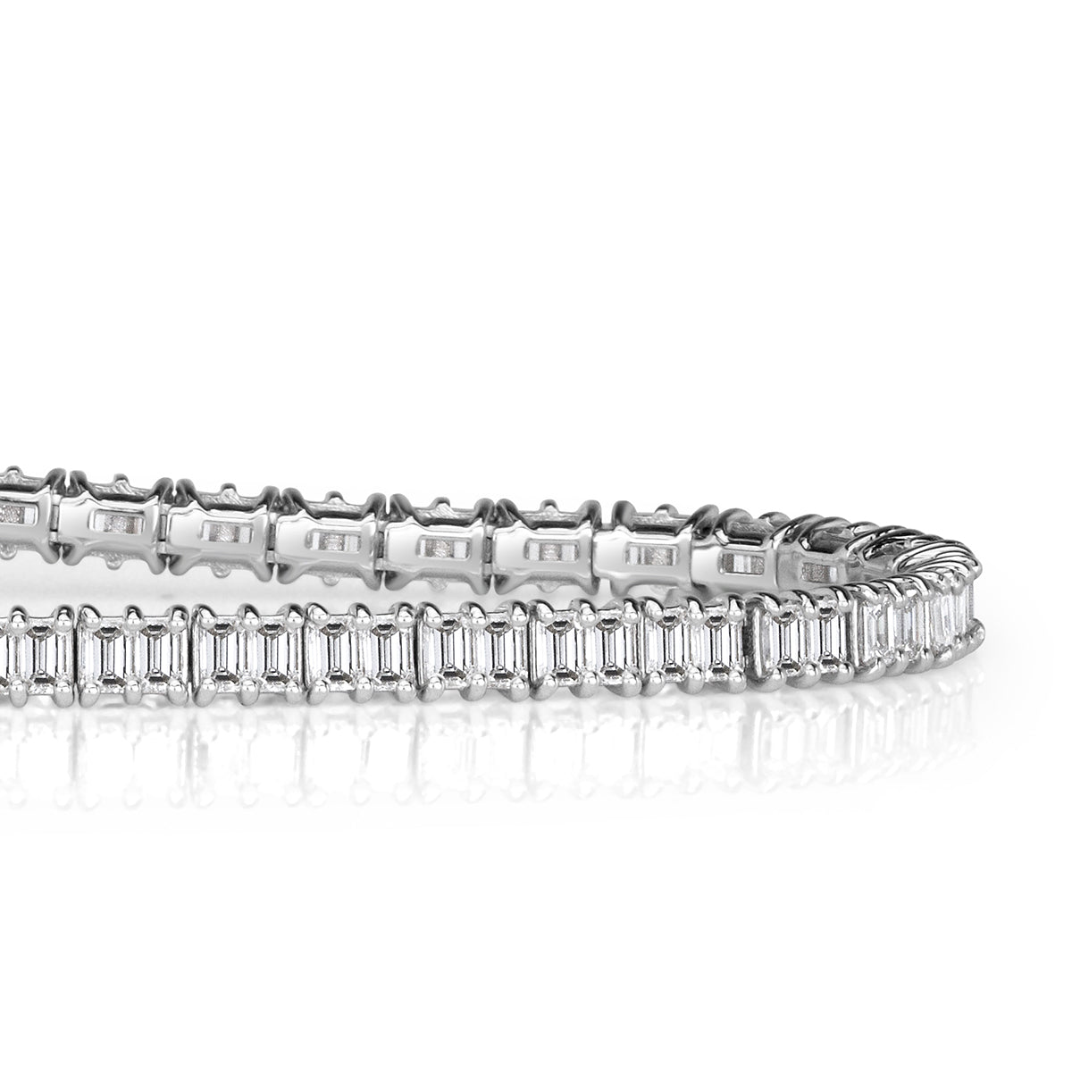 4.04ct Emerald Cut Diamond Tennis Bracelet in 18k White Gold