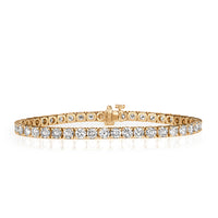 7.01ct Round Brilliant Cut Diamond Tennis Bracelet in 18k Yellow Gold in 6.50'