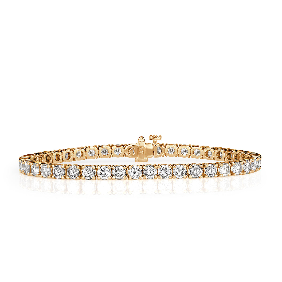 7.01ct Round Brilliant Cut Diamond Tennis Bracelet in 18k Yellow Gold in 6.50'