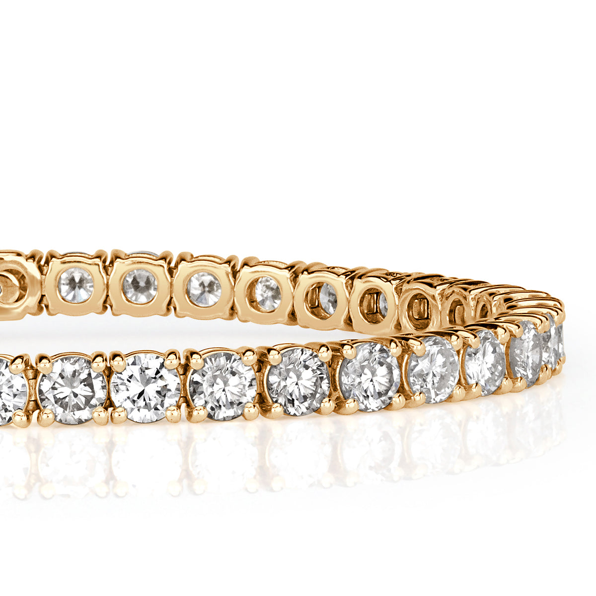 7.01ct Round Brilliant Cut Diamond Tennis Bracelet in 18k Yellow Gold