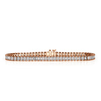 8.15ct Emerald Cut Diamond Tennis Bracelet in 18k Rose Gold in 7'