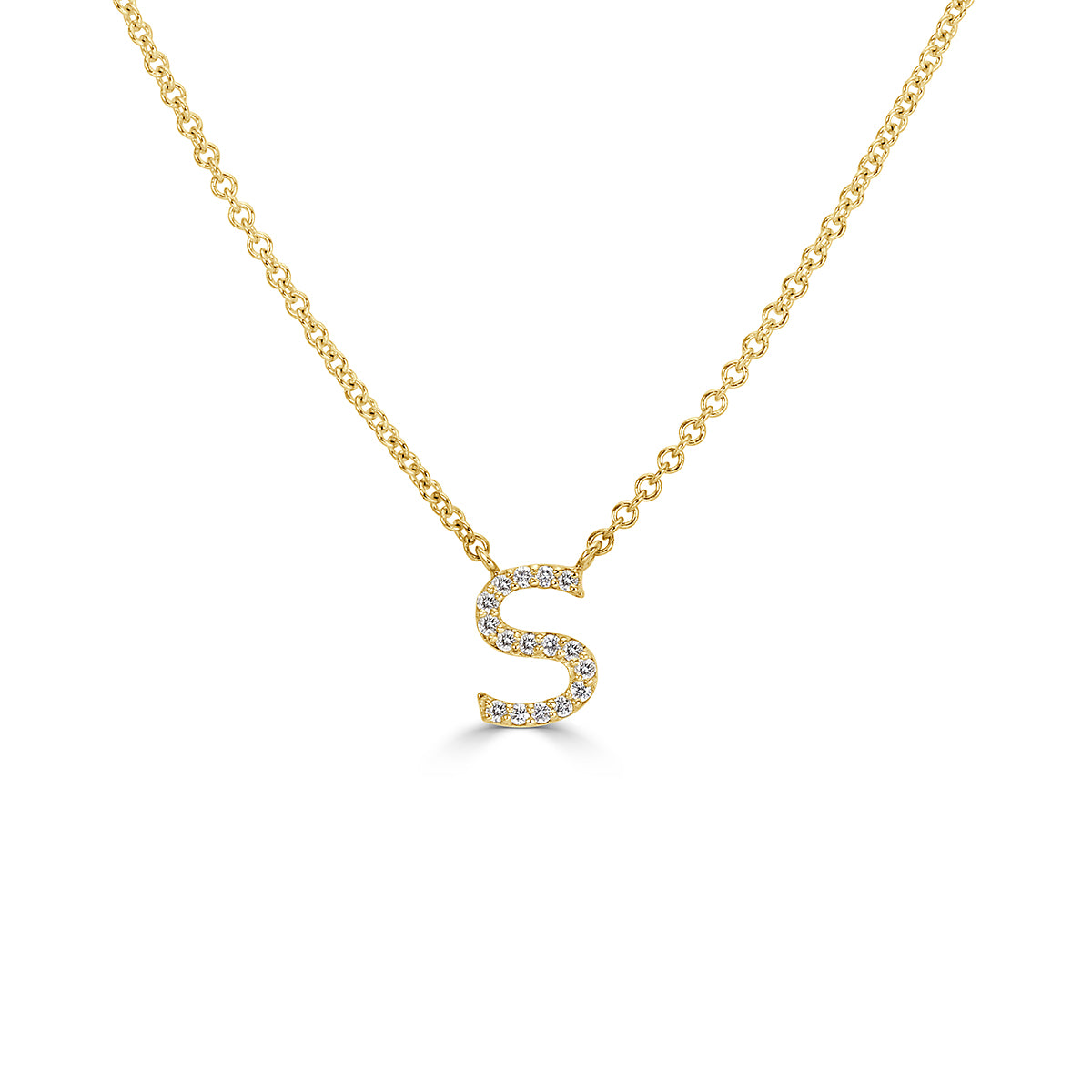Diamond Initial Pendant in 14k Yellow Gold