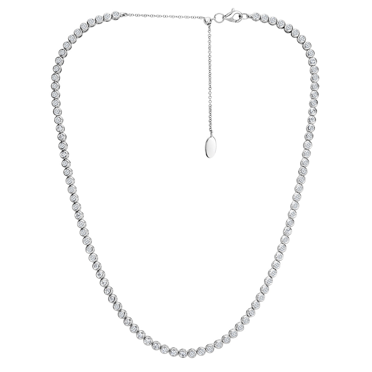 2.43ct Round Brilliant Cut Diamond Bezel Set Necklace in 14k White Gold