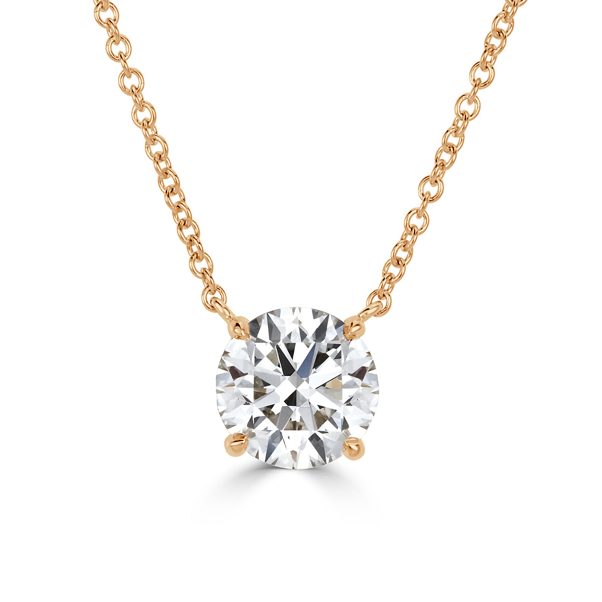 2.17ct Round Brilliant Cut Diamond Pendant in 18k Yellow Gold