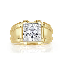 1.56ct Asscher Cut Diamond Men's Ring in 18k Yellow Gold