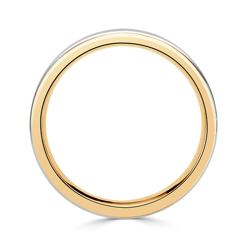 Men's Two-Tone Satin Finish Wedding Band in 14k White and Yellow Gold 5.5mm