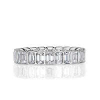 3.01ct Emerald Cut Diamond Bezel Set Eternity Band in 18k White Gold