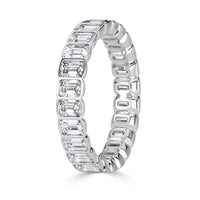 3.01ct Emerald Cut Diamond Bezel Set Eternity Band in 18k White Gold