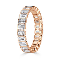 3.01ct Emerald Cut Diamond Bezel Set Eternity Band in 18k Rose Gold