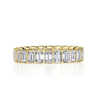 3.01ct Emerald Cut Diamond Bezel Set Eternity Band in 18k Yellow Gold