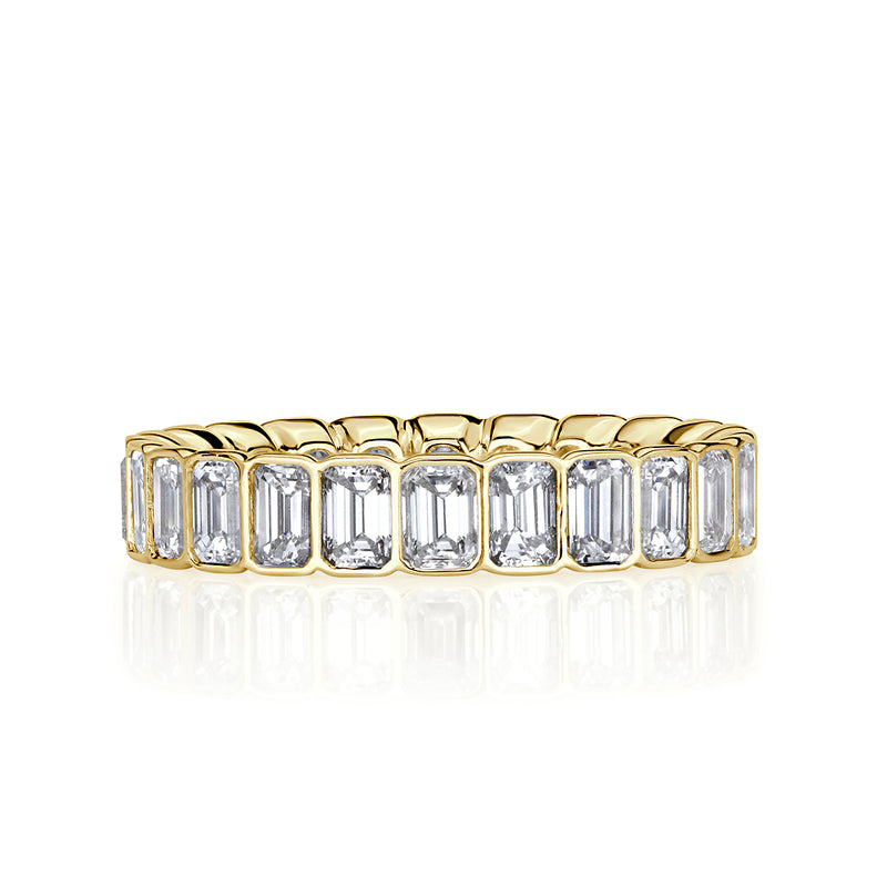 3.01ct Emerald Cut Diamond Bezel Set Eternity Band in 18k Yellow Gold