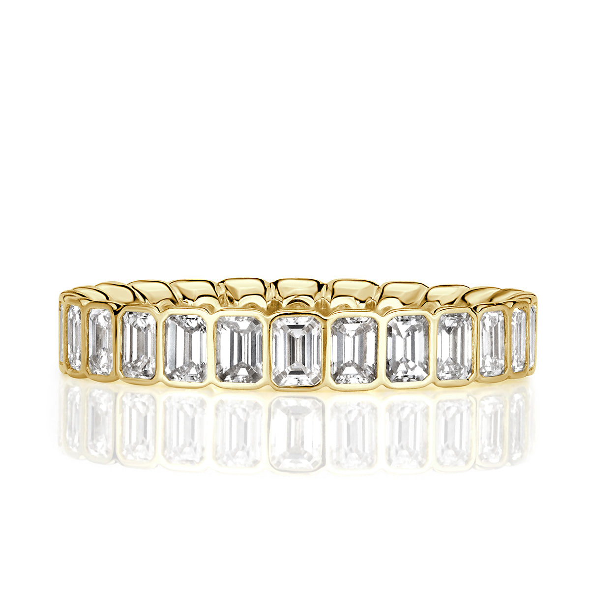 2.01ct Emerald Cut Diamond Bezel Set Eternity Band in 18k Yellow Gold
