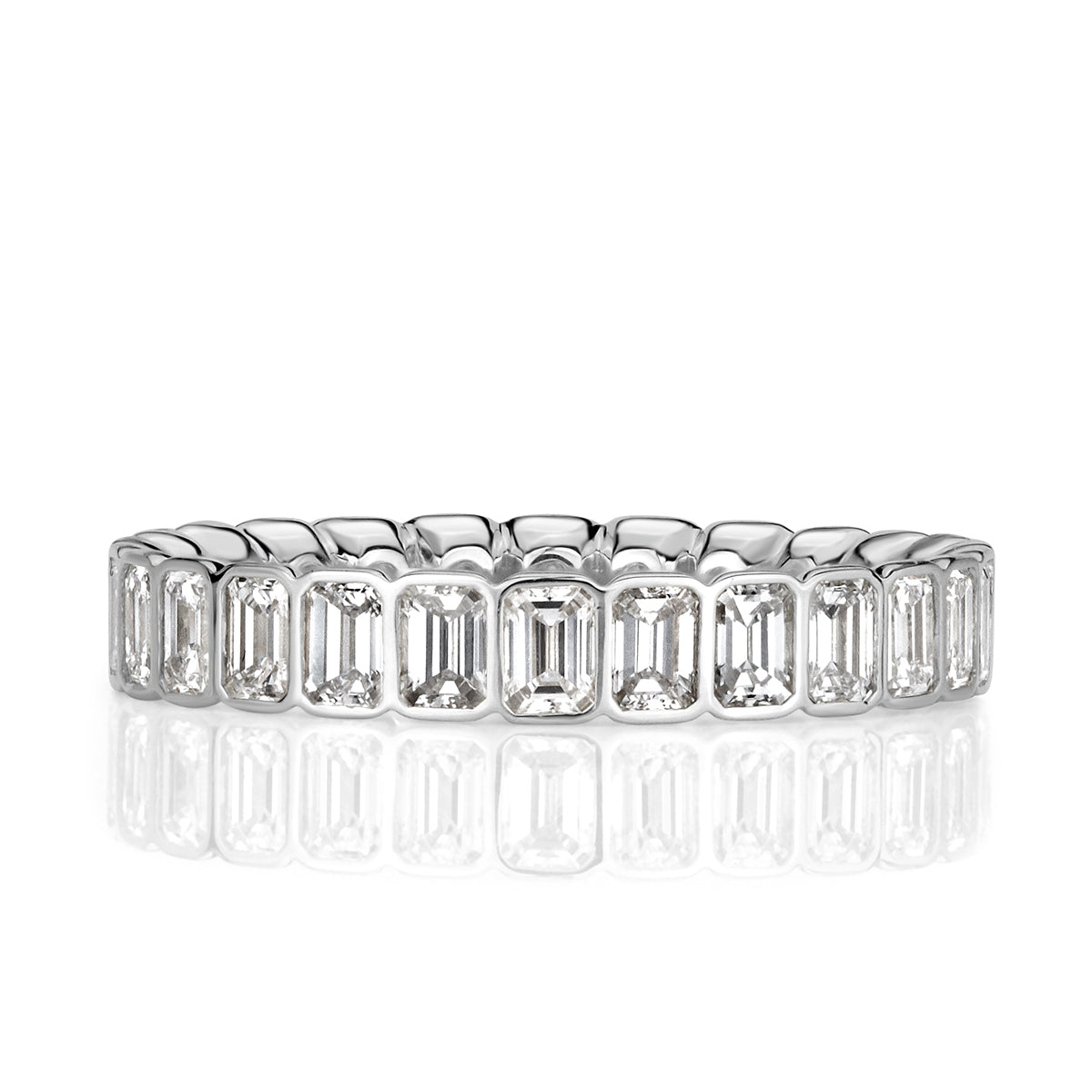 2.01ct Emerald Cut Diamond Bezel Set Eternity Band in 18k White Gold