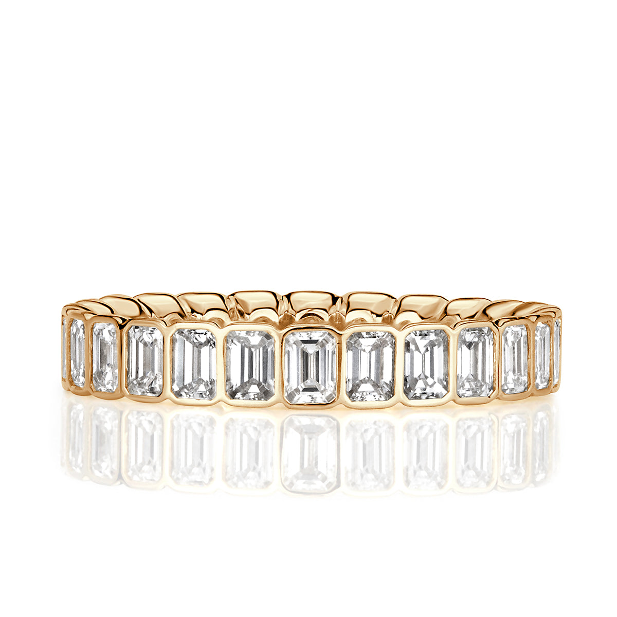 2.01ct Emerald Cut Diamond Bezel Set Eternity Band in 18k Champagne Yellow Gold