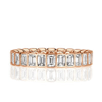 2.01ct Emerald Cut Diamond Bezel Set Eternity Band in 18k Rose Gold