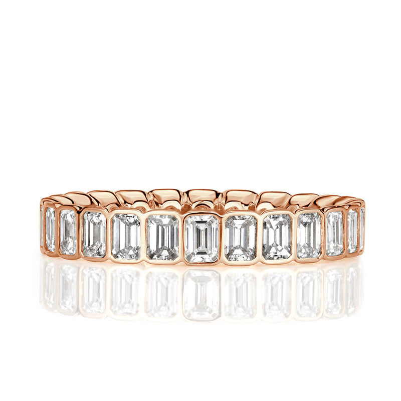 2.01ct Emerald Cut Diamond Bezel Set Eternity Band in 18k Rose Gold