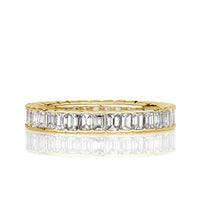 1.82ct Emerald Cut Diamond Bezel Set Eternity Band in 18k Yellow Gold