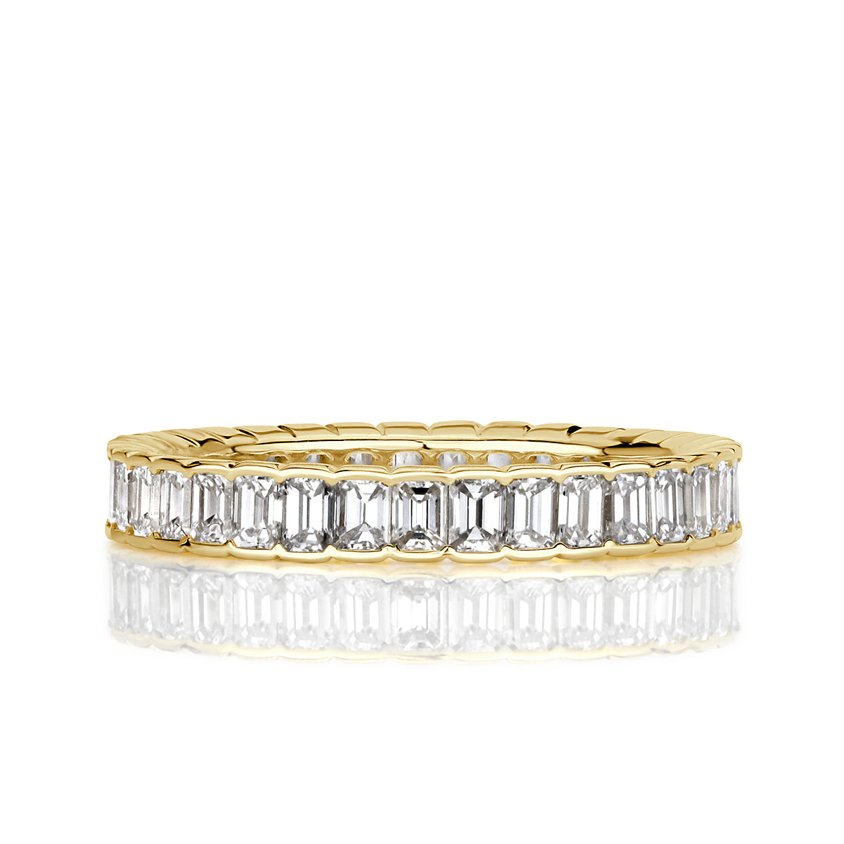 1.82ct Emerald Cut Diamond Bezel Set Eternity Band in 18k Yellow Gold