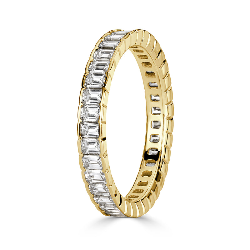 1.82ct Emerald Cut Diamond Bezel Set Eternity Band in 18k Yellow Gold