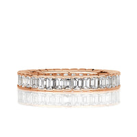 1.82ct Emerald Cut Diamond Bezel Set Eternity Band in 18k Rose Gold