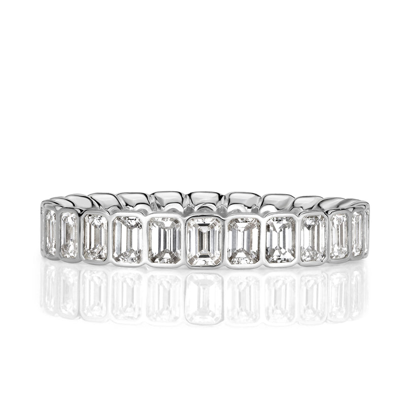 2.01ct Emerald Cut Diamond Bezel Set Eternity Band in Platinum