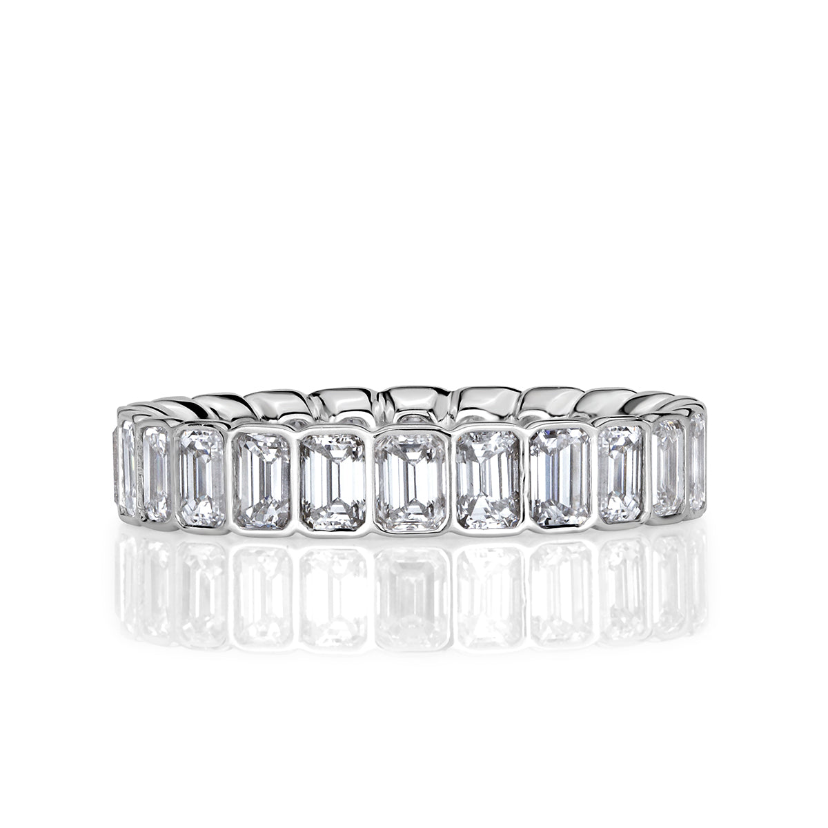 3.01ct Emerald Cut Diamond Bezel Set Eternity Band in Platinum