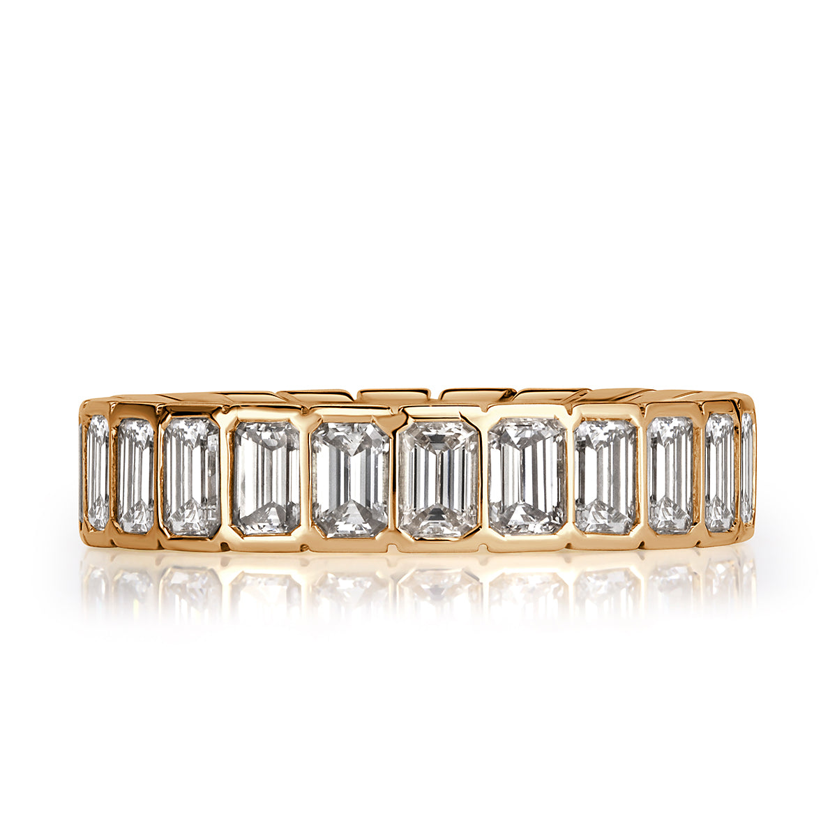 3.36ct Emerald Cut Diamond Eternity Band in 18k Champagne Yellow Gold