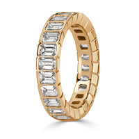 3.36ct Emerald Cut Diamond Eternity Band in 18k Champagne Yellow Gold