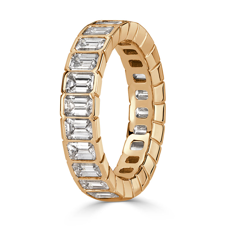 3.36ct Emerald Cut Diamond Eternity Band in 18k Champagne Yellow Gold