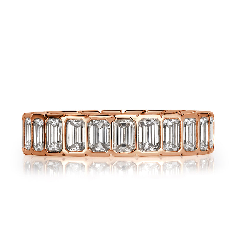 3.36ct Emerald Cut Diamond Eternity Band in 18k Rose Gold