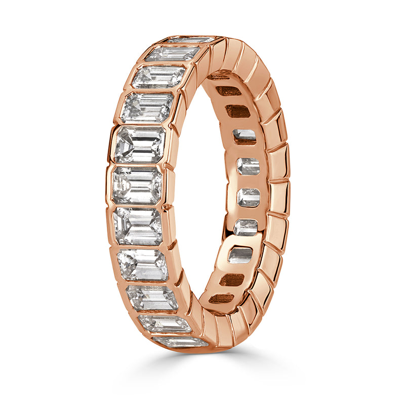 3.36ct Emerald Cut Diamond Eternity Band in 18k Rose Gold