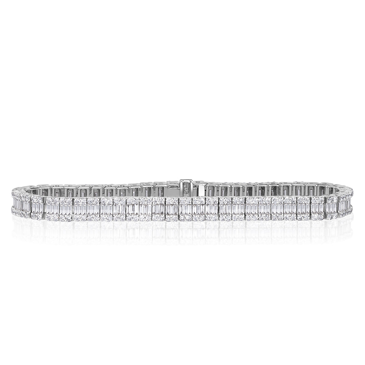5.37ct Baguette and Round Brilliant Cut Diamond Bracelet in 18k White Gold at 6.75'
