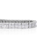 5.37ct Baguette and Round Brilliant Cut Diamond Bracelet in 18k White Gold at 6.75'