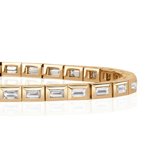 3.67ct Baguette Cut Diamond Bezel Bracelet in 18k Yellow Gold